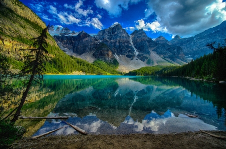 加拿大,山,湖,树木,高清自然风景图片