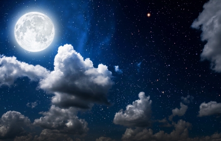 光,月亮,星星,夜晚,天空,云,图片