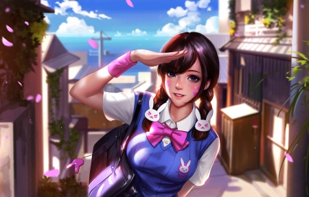 dva,校服,守望先锋overwatch壁纸