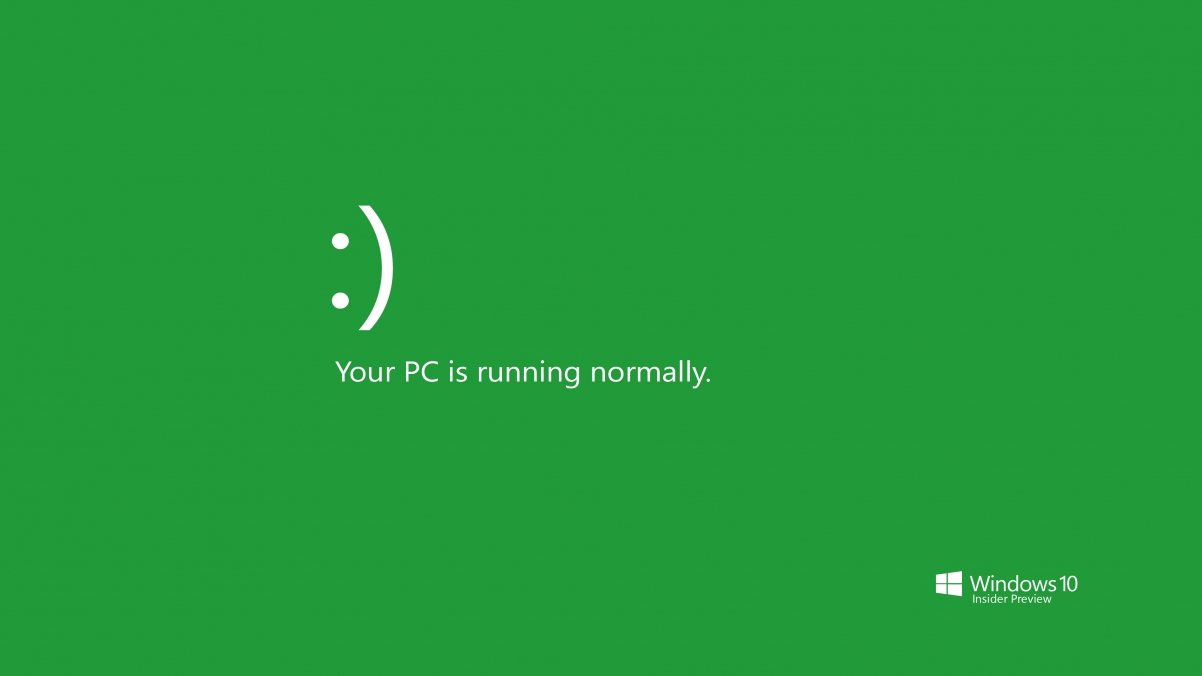 笑脸你的电脑正常运行绿色背景windows104k简约壁纸