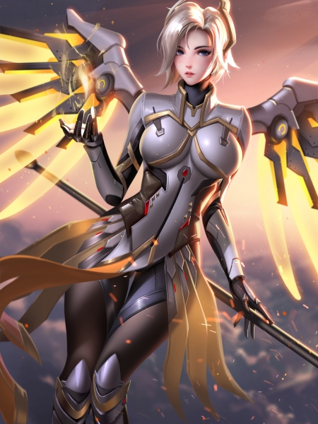 《守望先锋天使mercy》5k手机壁纸守望先锋天使唯美蝴蝶高清4k游戏