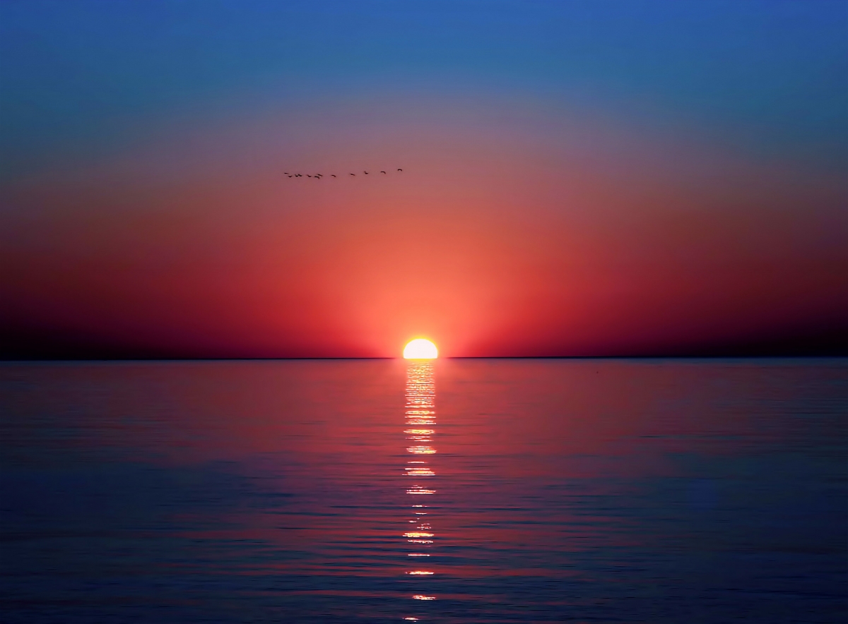 太阳大海唯美图片
