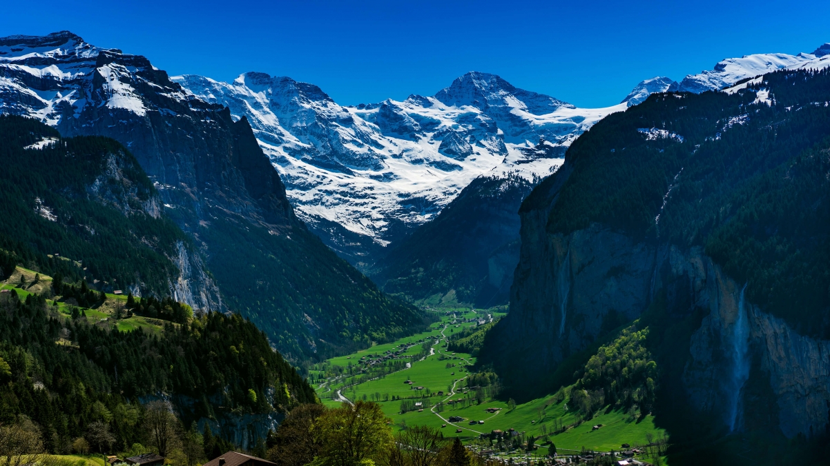 雪山山谷乡村风景4k壁纸 4k风景图片 彼岸图网pic Netbian Com