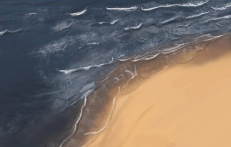 海边 手绘风景 厚涂画风 5k高清壁纸