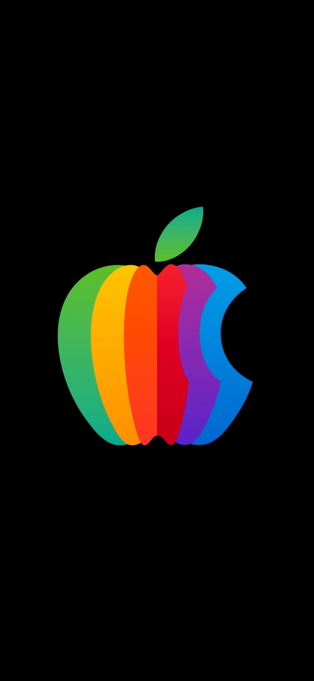 apple彩色logo 黑色背景 苹果手机壁纸