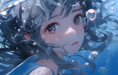 水下动漫少女3840x1080超