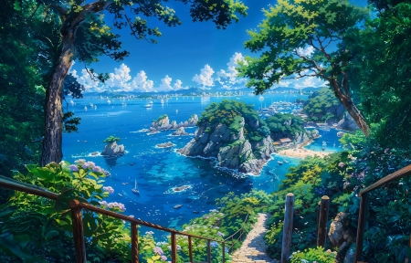 夏日海滨风景3440x1440带