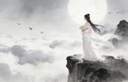 ������Ů ��ͷ�� Ψ���ŷ� ��ɽ �ƺ� 4k��ֽ 3840x2160