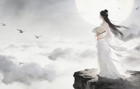 ������Ů ��ͷ�� Ψ���ŷ� ��ɽ �ƺ�3440x1440��������ֽ���