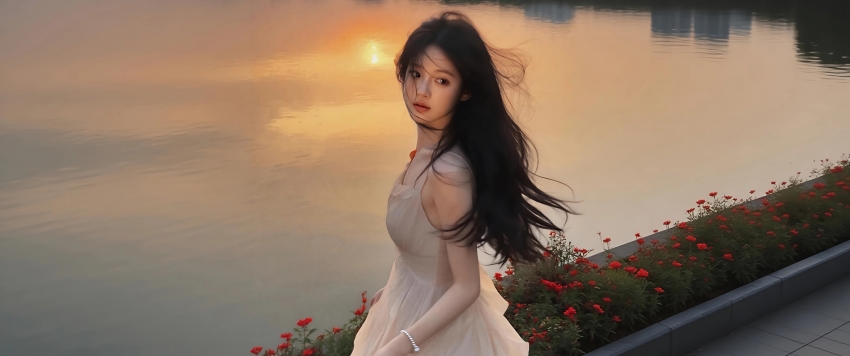 ��Ů���� ��ˮ��Ӱ3440x1440��������ֽ