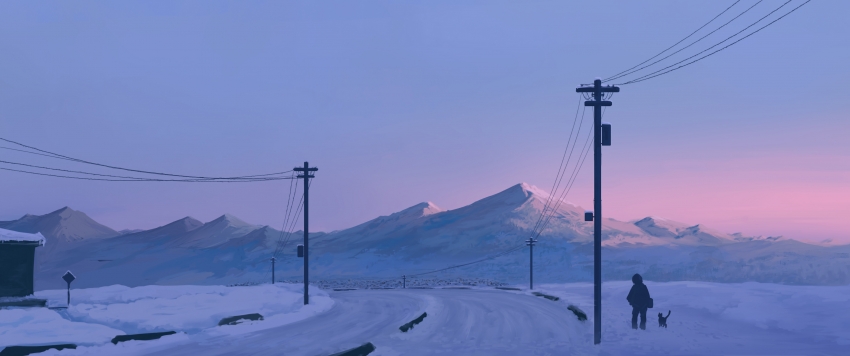 �滭�羰 ���� ɽ�� ��· һ���� Сè ���߸� 3440x1440��������ֽ