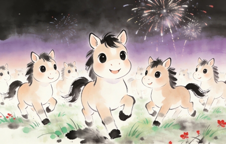 2026����ˮī�� һȺ�ɰ�С�� �̻���ף���� 4K������ֽ����