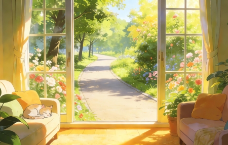 ��ܰ�ļ� ɳ�� è ��԰С�� ����ϵ�羰4K��ֽ3840x2160