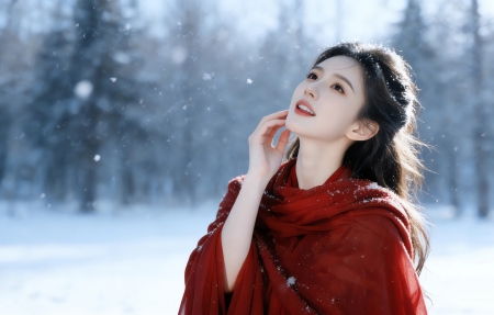 ����ѩ����ɫ�·���Ů ����������ֽ����4k