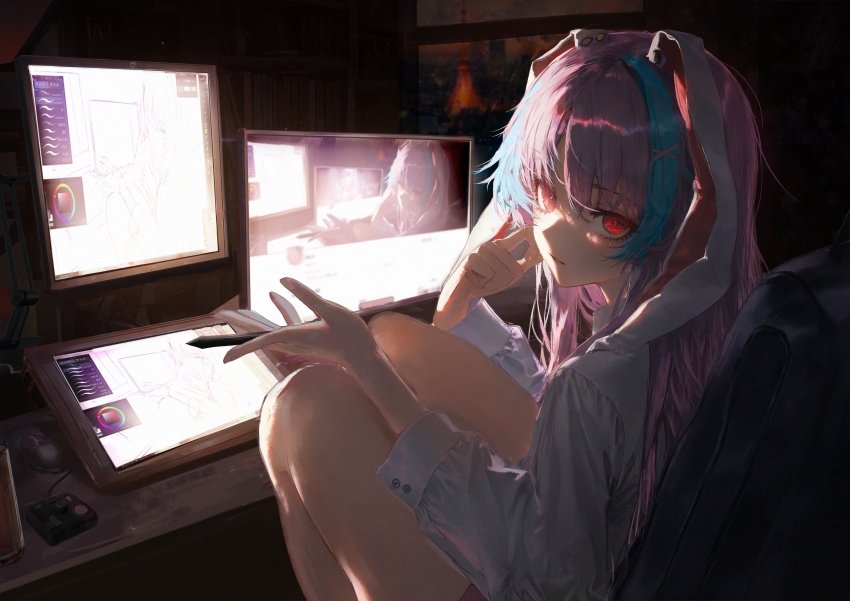 ��ɫ�۾�������Ů �������� ���Ӷ��� �滭 4K���Ա�ֽ