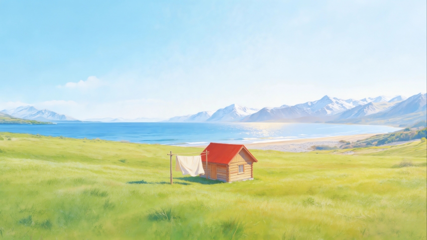 ���� ��ˮ ɽ�� ѩɽ �̲ݵ� Сľ�� 4K�羰��ֽ3840x2160