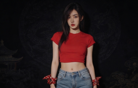 ������Ů ��ɫ�·� ţ�п� ���ڱ��� 4K��ֽ3842x2160