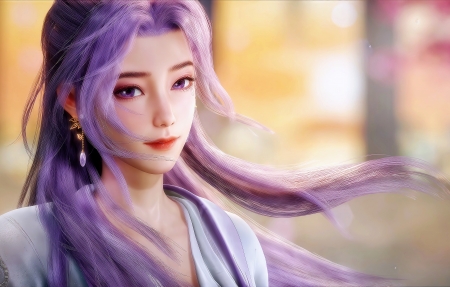 《师兄啊师兄》云霄仙子 紫色长发 4k高清壁纸