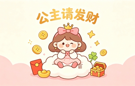公主请发财 打工人 可爱 简约 4K高清壁纸 3840x2160