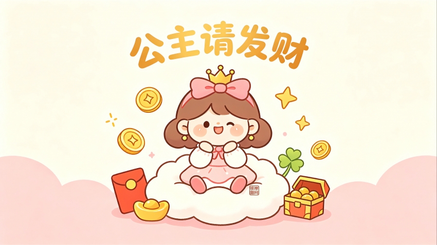 公主请发财 打工人 可爱 简约 4K高清壁纸 3840x2160