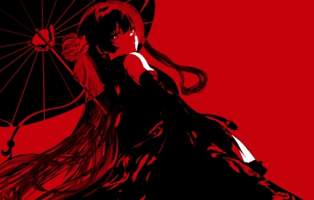 红黑风格二次元少女插画简约4K高清壁纸3840x2160