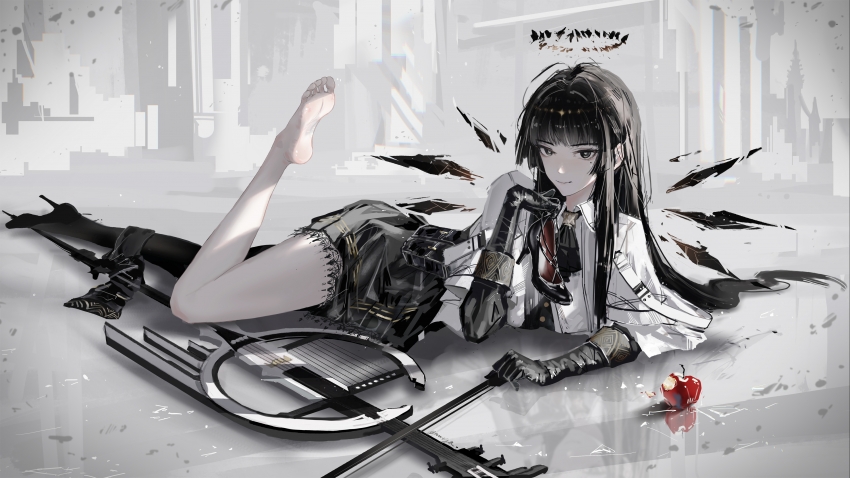 动漫美女 长腿 暗灰色4K高清壁纸3840x2160