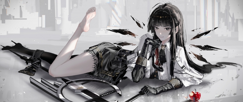 暗灰色动漫美女5120x2160带鱼屏壁纸超高清