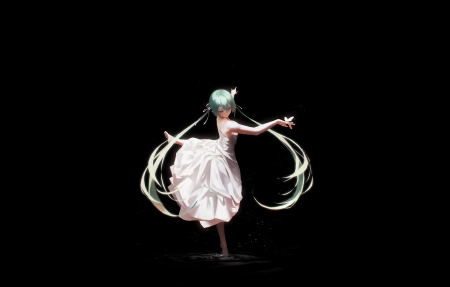 极简 暗黑 初音未来 花之舞5120x2160超高清带鱼屏壁纸