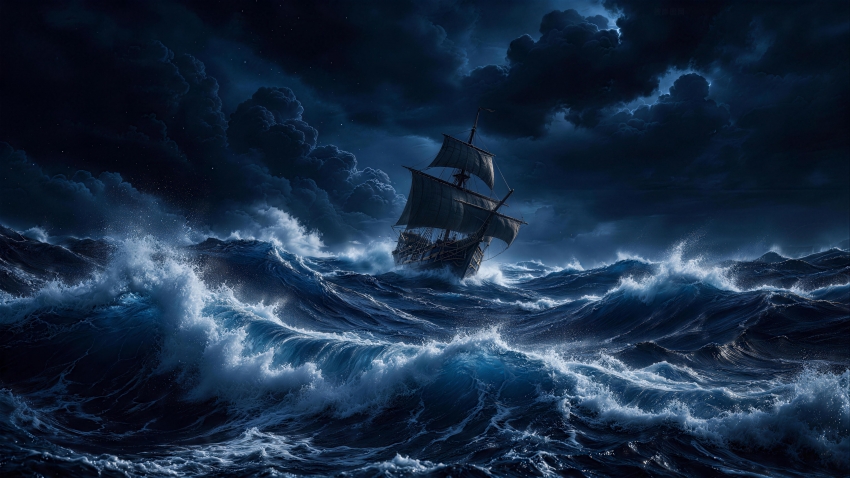 海浪乌云帆船4K高清风景壁纸3840x2160 作者:风太大没听清